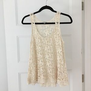 Ecote Cotton Ivory Crochet Tank